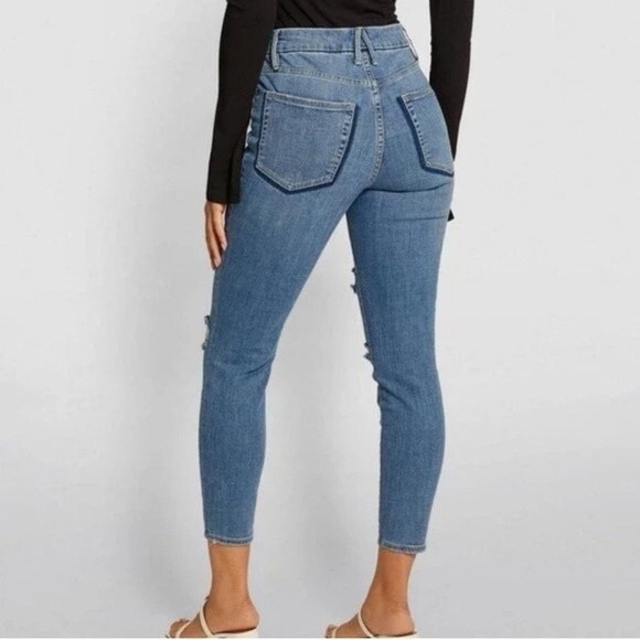 NWOT Good American Good Legs High Waist Ripped Crop Skinny Jeans Size 0/25 - Picture 3 of 9